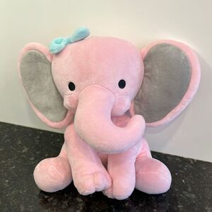 Twinkle Toes Pink and Gray Plush 10in Elephant Hazel Bedtime Originals